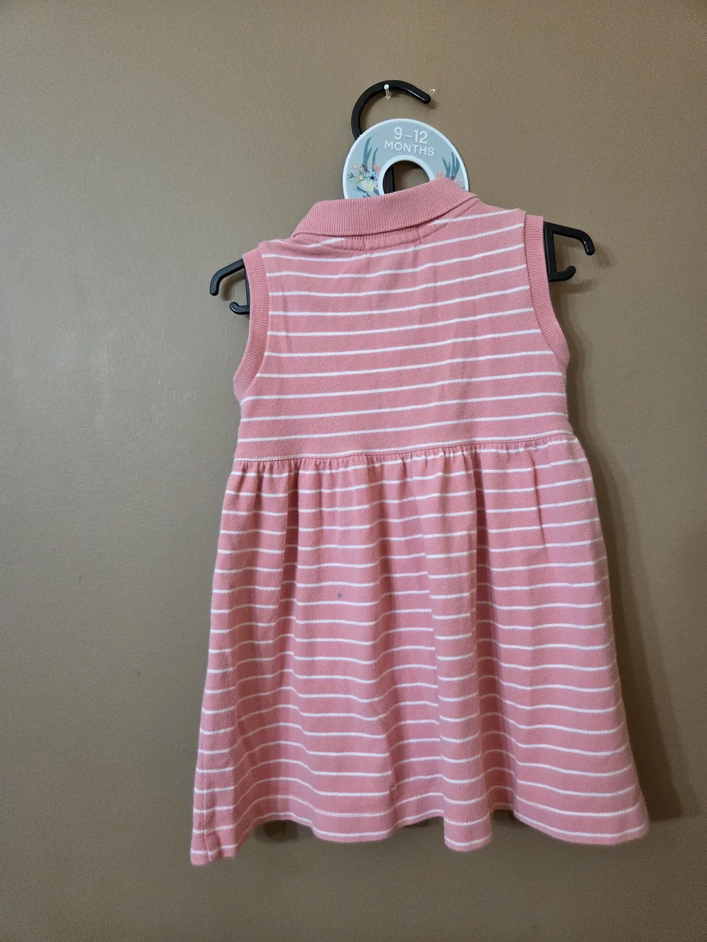 Ralph Lauren Coral Pink Striped Polo Dress size 12 Months